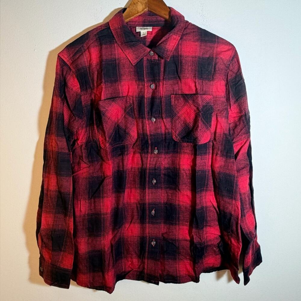 a.n.a Red and Black Plaid Shirt
